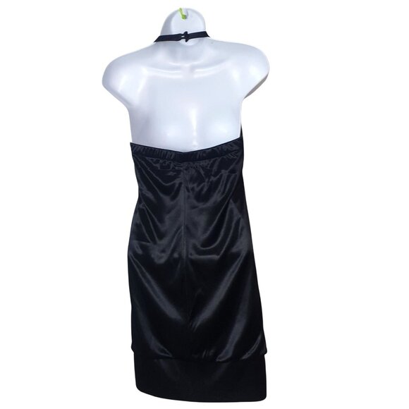 Steppin Out Halter Sequin Dress M Black Vtg Party Cocktail Prom Glam Royalcore - Picture 2 of 4